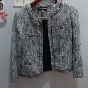 Karl Lagerfeld Women's Black and White Tweed Blazer